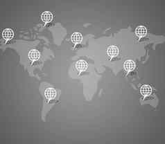 全球按钮世界地图背景