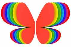 蝴蝶形状象征彩虹颜色白色