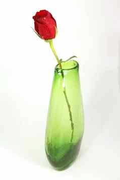红色的玫瑰绿色花瓶