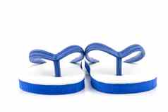 白色蓝色的拖鞋孤立的白色背景