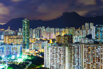 拥挤的市中心建筑在香港香港