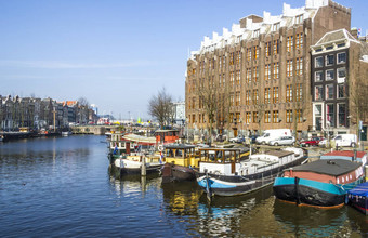 经典阿姆斯特丹视图运河荷兰