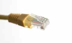 黄色的网络电缆连接器白色背景