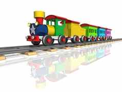 玩具火车五彩缤纷的车厢渲染