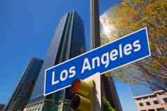 这些洛杉矶标志红光照片山市中心