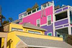 圣诞老人莫妮卡加州海滩色彩斑斓的房子