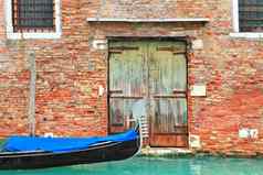 贡多拉运河砖房子威尼斯意大利