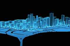 大城市x光蓝色的透明的