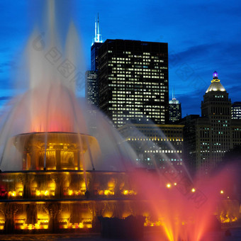 白金汉纪念喷泉芝加哥美国