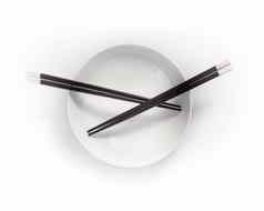 筷子空碗孤立的白色背景