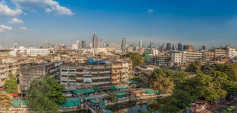 空中视图曼谷城市市场运河