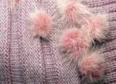 肋针织羊毛纹理皮毛绒球的变形针织
