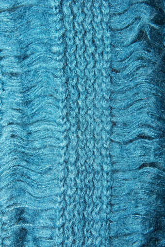 纹理针织围巾蓝色的<strong>马海</strong>毛织
