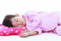 健康的孩子们概念亚洲女孩睡觉和平隔离
