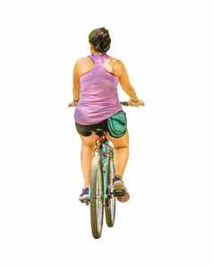 孤立的照片成人女人骑自行车