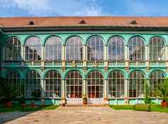 院子里上釉窗户文艺复兴时期的酒庄达奇采捷克共和国