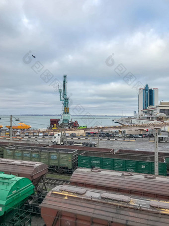 敖德萨乌克兰12月港口敖德萨港口敖德萨最大乌克兰海港最大港口黑色的海盆地