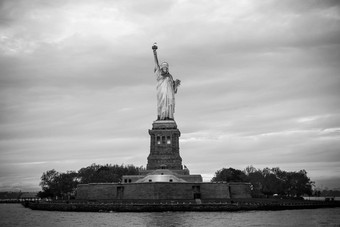 雕像自由黄昏纽约城市美国
