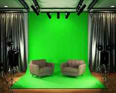 工作室大现代电影工作室绿色屏幕呈现