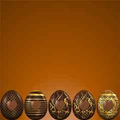 棕色（的）复活节鸡蛋心渲染
