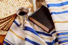逾越节玛索犹太人假期面包洁食酒