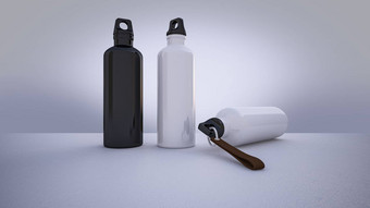 模型图片呈现白色黑色的瓶