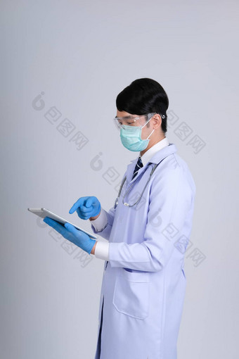 医生医生医生穿面具平板电脑听诊器