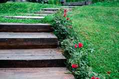 木楼梯一步一步地走楼梯花园