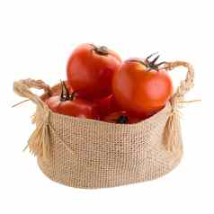 番茄篮子孤立的白色背景