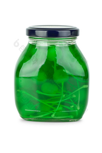 玻璃Jar绿色鸡尾酒樱桃