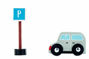 交通标志停车蓝色的玩具卡洛白色背景
