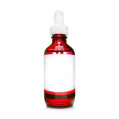 红色的瓶吸管下降瓶血清化妆品石油白色背景至关重要的油孤立的自然石油瓶