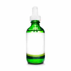 绿色瓶吸管下降瓶血清化妆品石油白色背景至关重要的油孤立的自然石油瓶