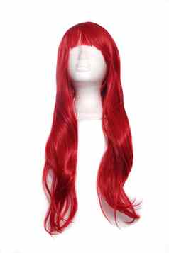 红色的假发人体模型头孤立的白色