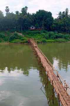 竹子桥南汗河融合湄公河河銮prabang老挝