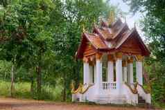 佛教神社隐藏的森林阮prabang老挝