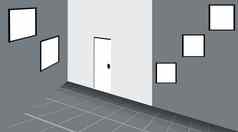 室内房间插图虚拟画前的角度来看帧门墙