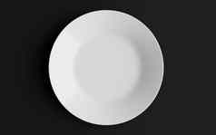空白色板陶瓷菜黑色的背景渲染