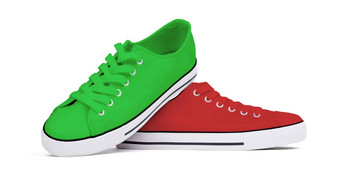 鞋子孤立的白色背景红色的绿色