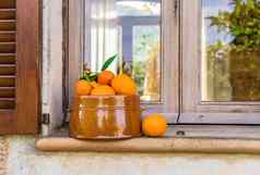 水果碗新鲜的橙色水果生活