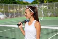女网球球员肖像网球球拍