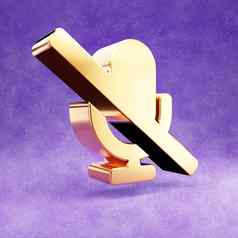 麦克风削减图标黄金光滑的麦克风象征孤立的紫罗兰色的天鹅绒背景