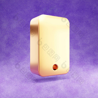智能手机图标黄金光滑的智能手机象征孤立的紫罗兰色的天鹅绒背景