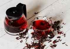 杯karkadeh红色的茶干花水壶木