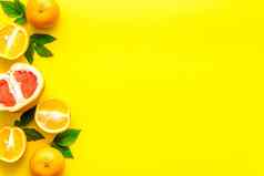 橙子葡萄柚叶子表格前视图复制空间