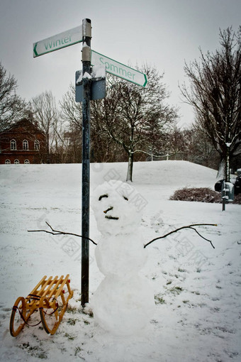 雪人雪橇<strong>标志</strong>冬天夏天