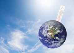 温度计检查地球的温度影响全球