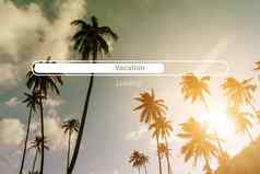 周末假期加载qoute自然日落热带棕榈旅行旅游季节概念