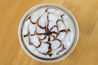摩卡咖啡巧克力艺术起泡牛奶中心框架