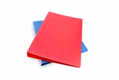 蓝色的红色的文件夹保留合同孤立的白色巴克
